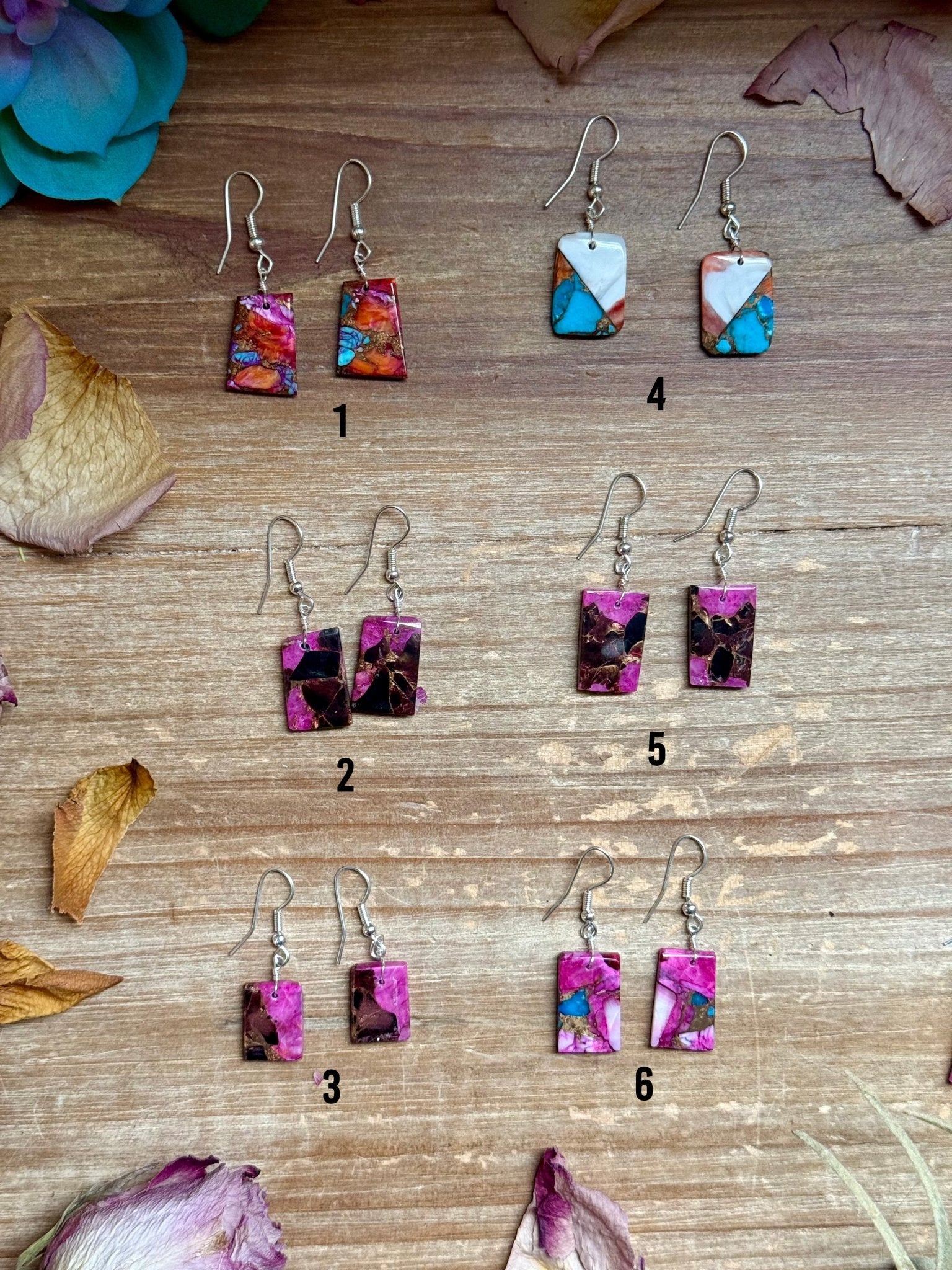 Slab Earrings – Lightweight Dangle – 1.5” – Made in USA – Multiple Stone Options - Deadwood South Boutique & Company LLC