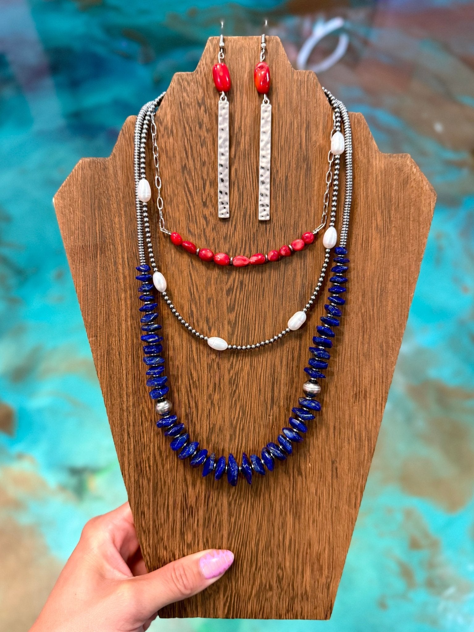 Stars, Stripes & Stone Stack (4 - Piece Set + Earrings) - Deadwood South Boutique & Company LLC