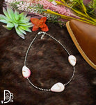 Sterling Silver Choker with 3 Flat Pink Conch Teardrops - Deadwood South Boutique & Company LLC
