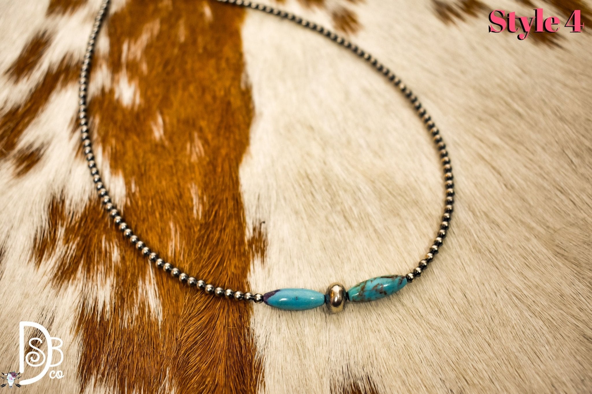 Sterling Silver Pearl & Blue Turquoise Torpedo Choker - Deadwood South Boutique & Company LLC