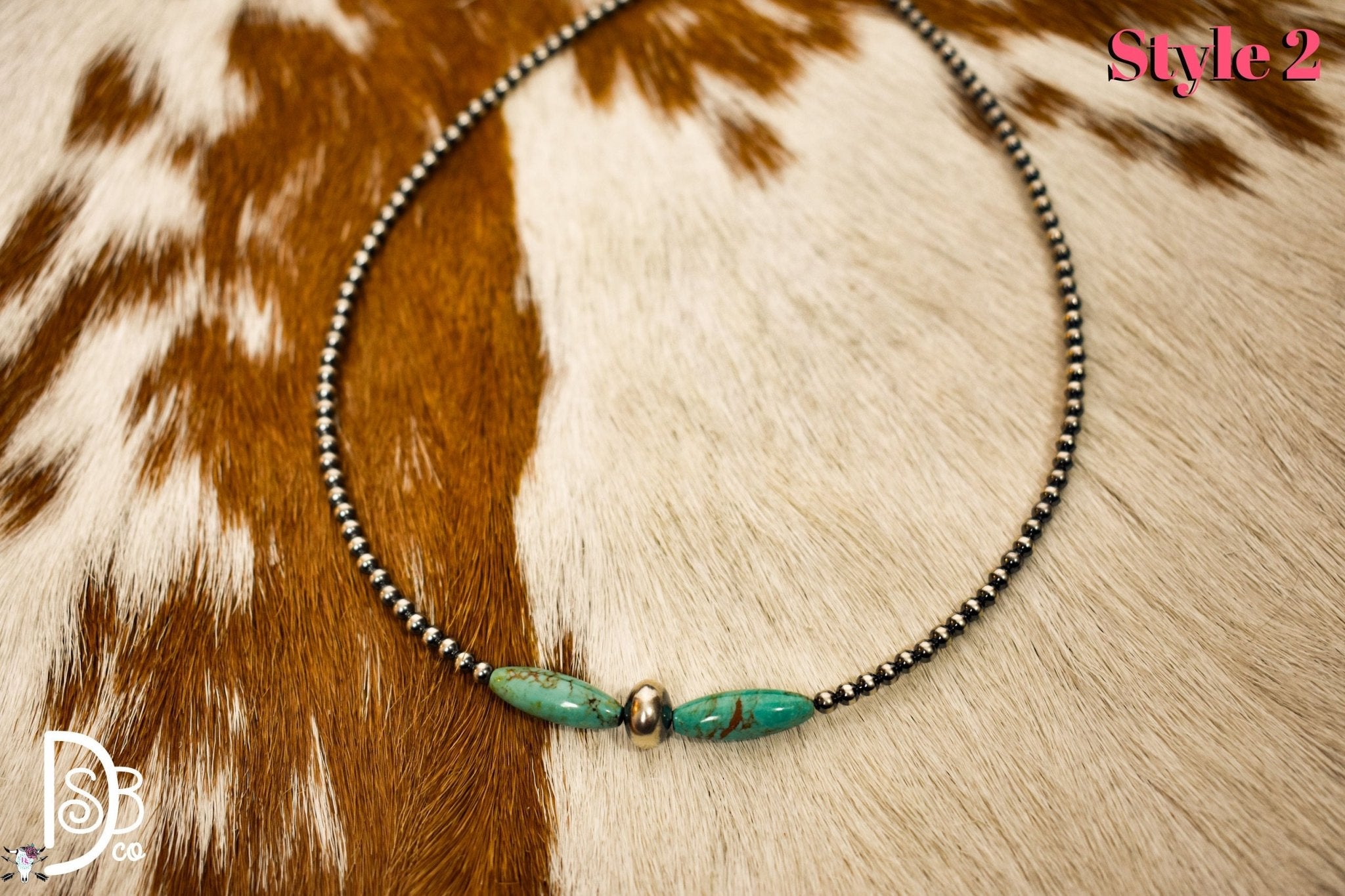 Sterling Silver Pearl & Blue Turquoise Torpedo Choker - Deadwood South Boutique & Company LLC