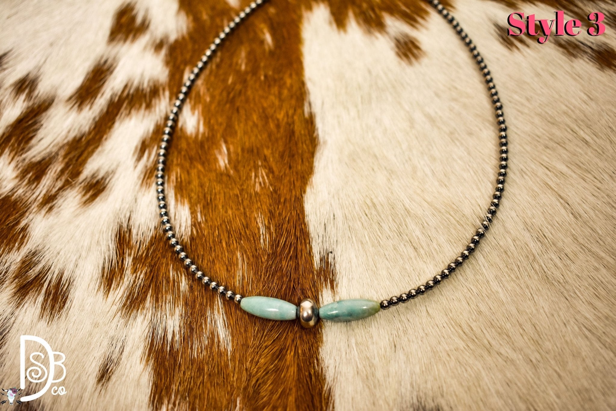 Sterling Silver Pearl & Blue Turquoise Torpedo Choker - Deadwood South Boutique & Company LLC