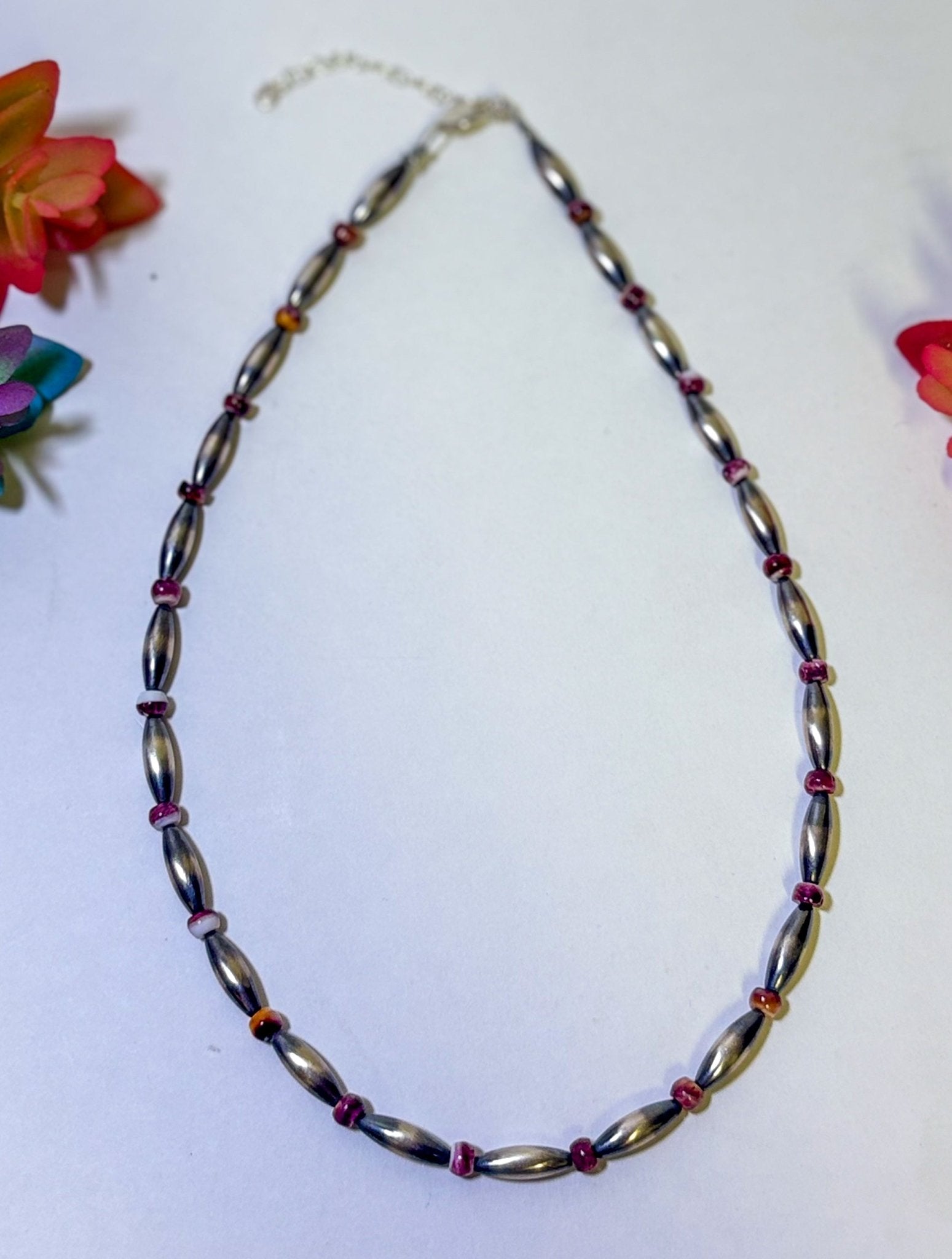 Sterling Silver Torpedo & Spiny Oyster Heishi Choker - Deadwood South Boutique & Company LLC