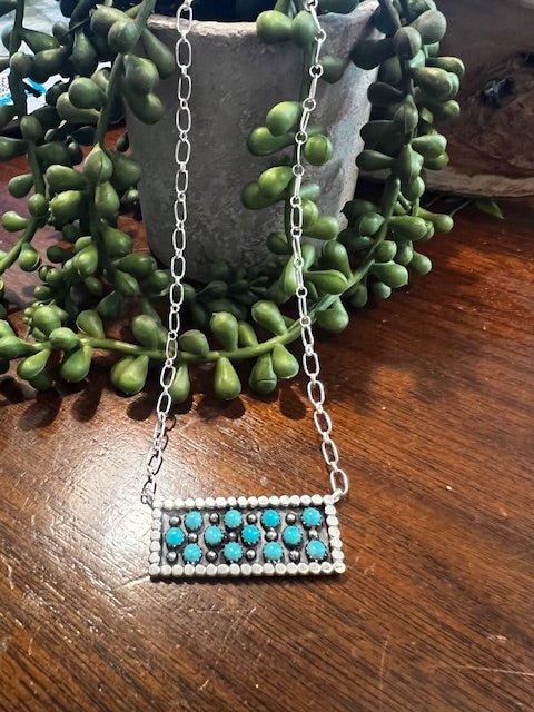 Sterling Silver & Turquoise Bar Necklace - Deadwood South Boutique & Company LLC