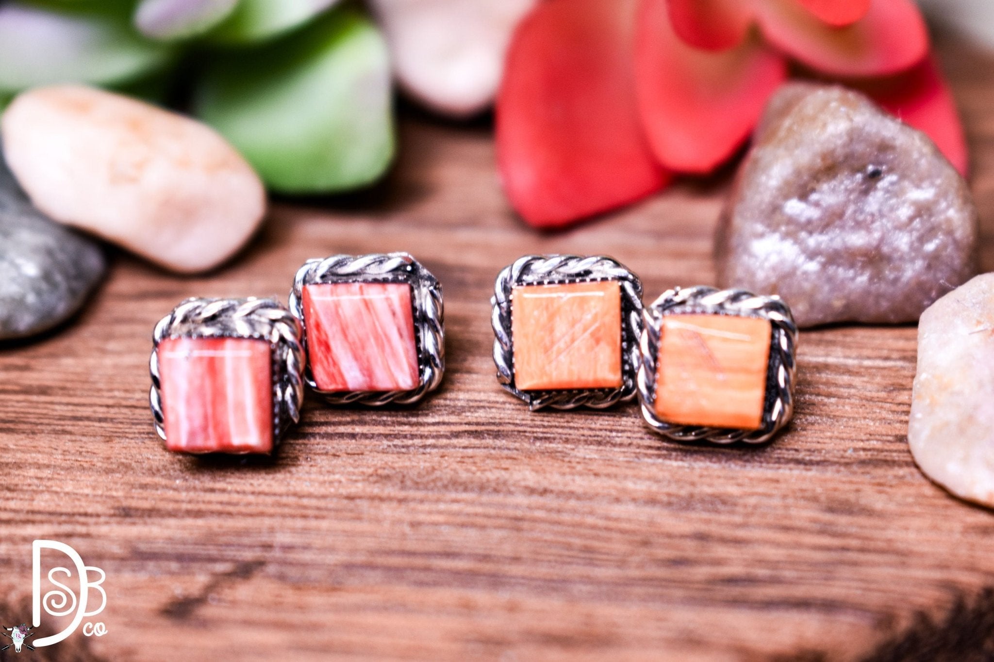 Sterling & Spiny Square Studs - Deadwood South Boutique & Company LLC