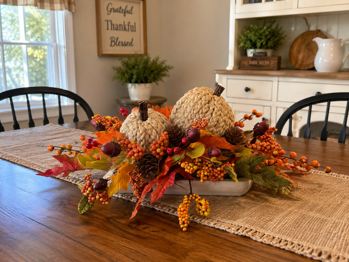 Straw pumpkins arrangement - Deadwood South Boutique & Company LLC