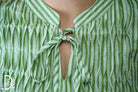 Striped Puff Sleeve Top with Pintuck Detail & Neck Tie - Deadwood South Boutique & Company LLC