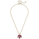 Texas A&M Aggies Enamel Pendant Necklace in Shiny Gold - Deadwood South Boutique & Company LLC