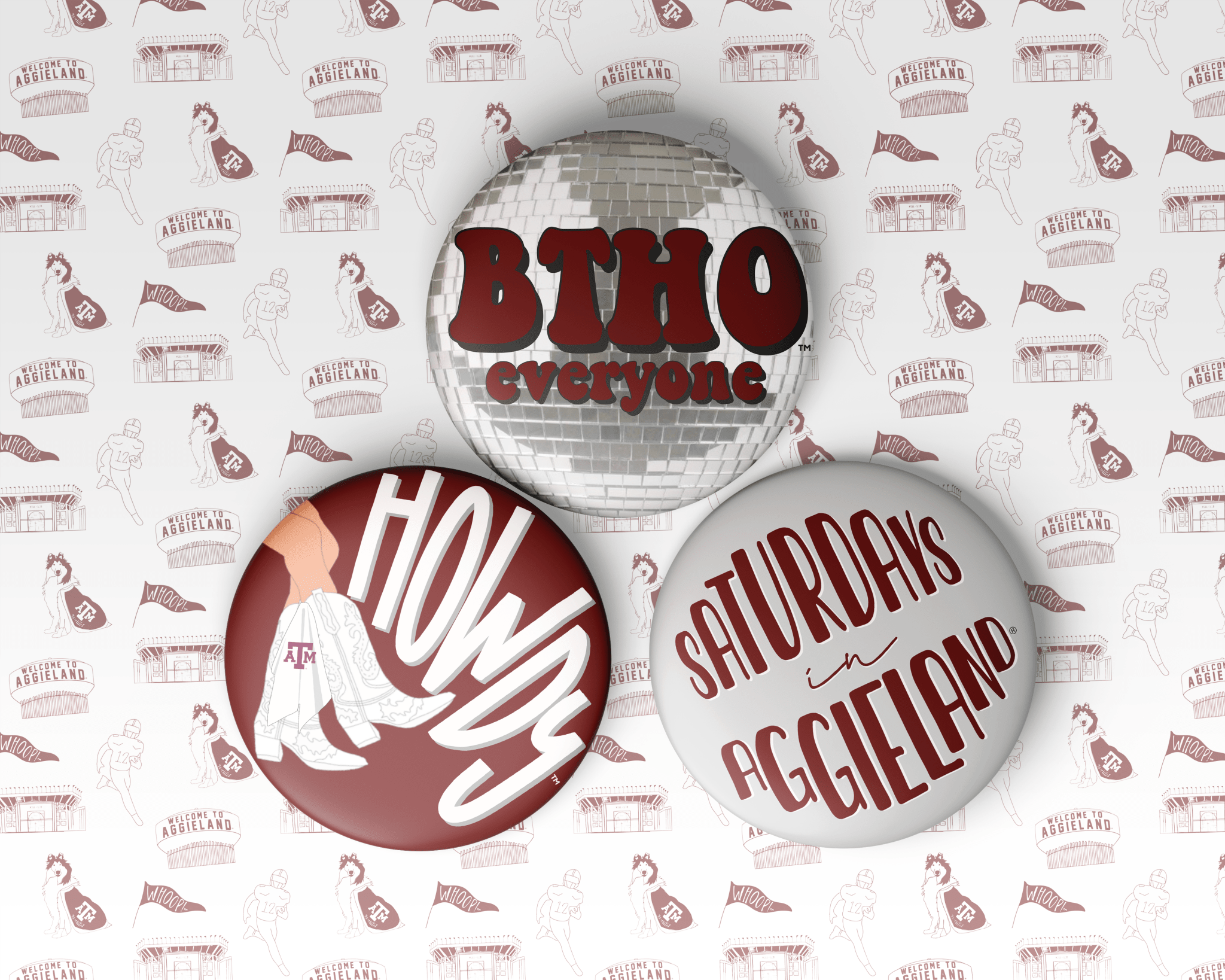 Texas A&M Game Day Buttons | Gameday Pins - Deadwood South Boutique & Company LLC