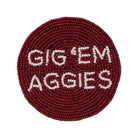 Texas A&M Gig 'em Beaded Button in Maroon and White by Desden - Deadwood South Boutique & Company LLC