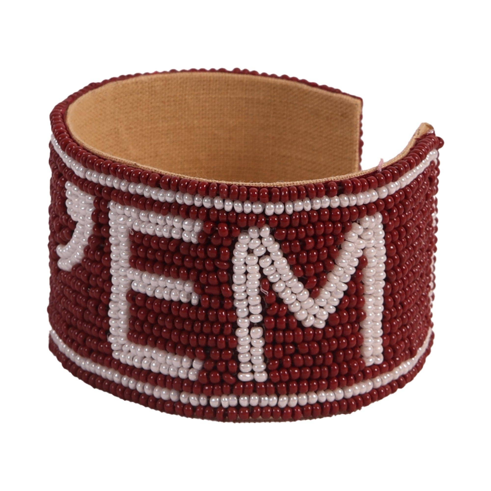 Texas A&M Gig 'Em Beaded Cuff in Maroon and White by Desden - Deadwood South Boutique & Company LLC