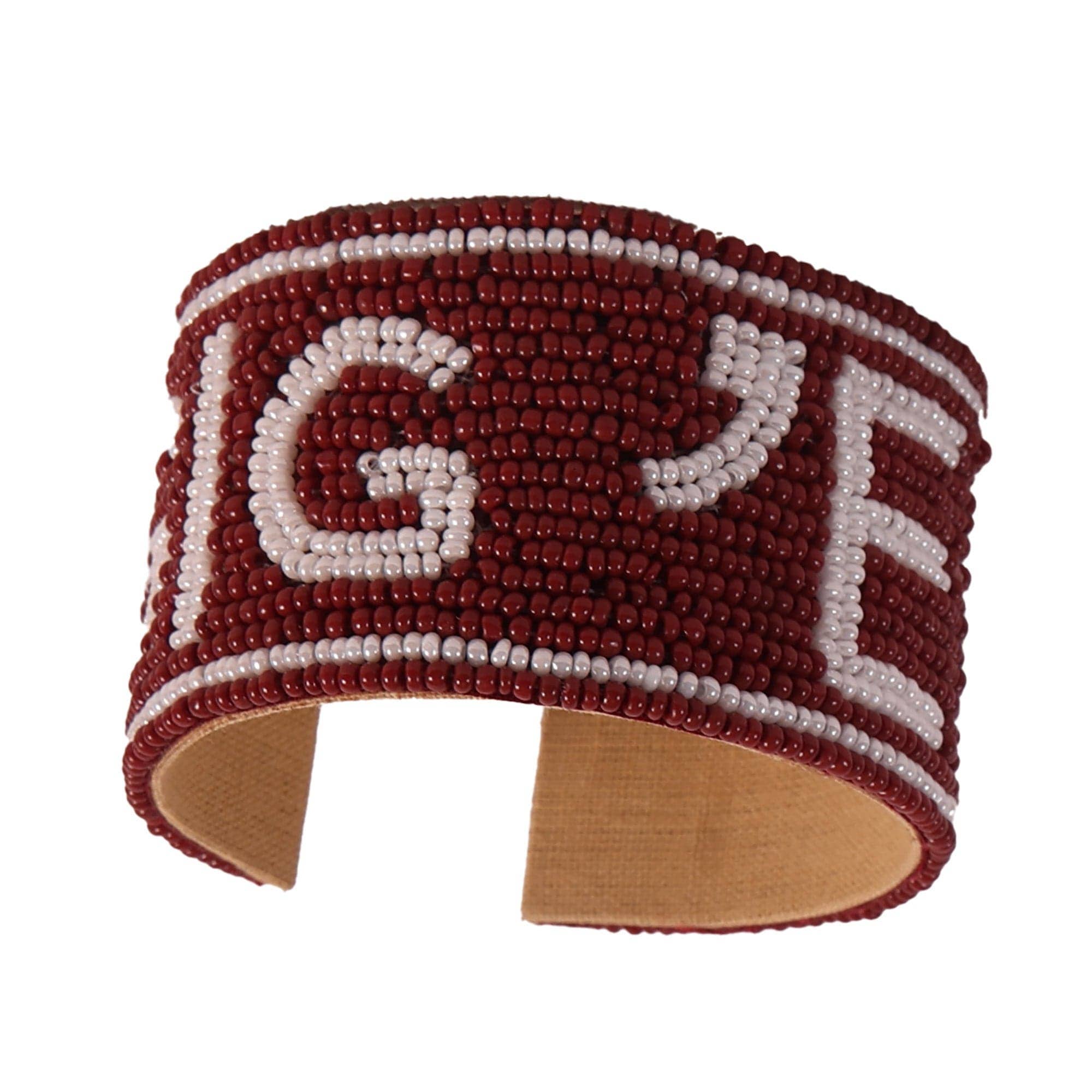 Texas A&M Gig 'Em Beaded Cuff in Maroon and White by Desden - Deadwood South Boutique & Company LLC