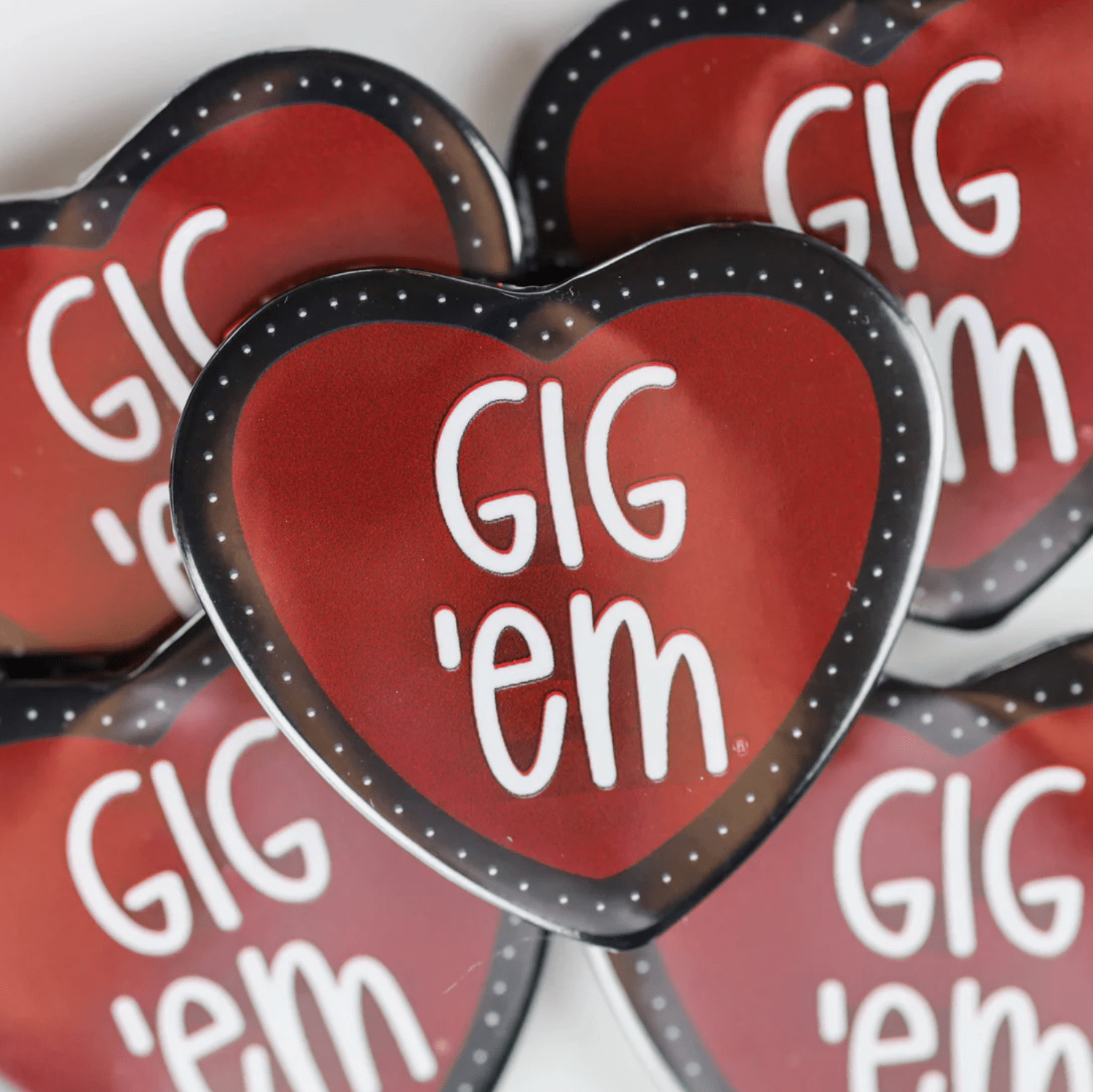 TEXAS A&M Heart Shaped Game Day Button - Deadwood South Boutique & Company LLC
