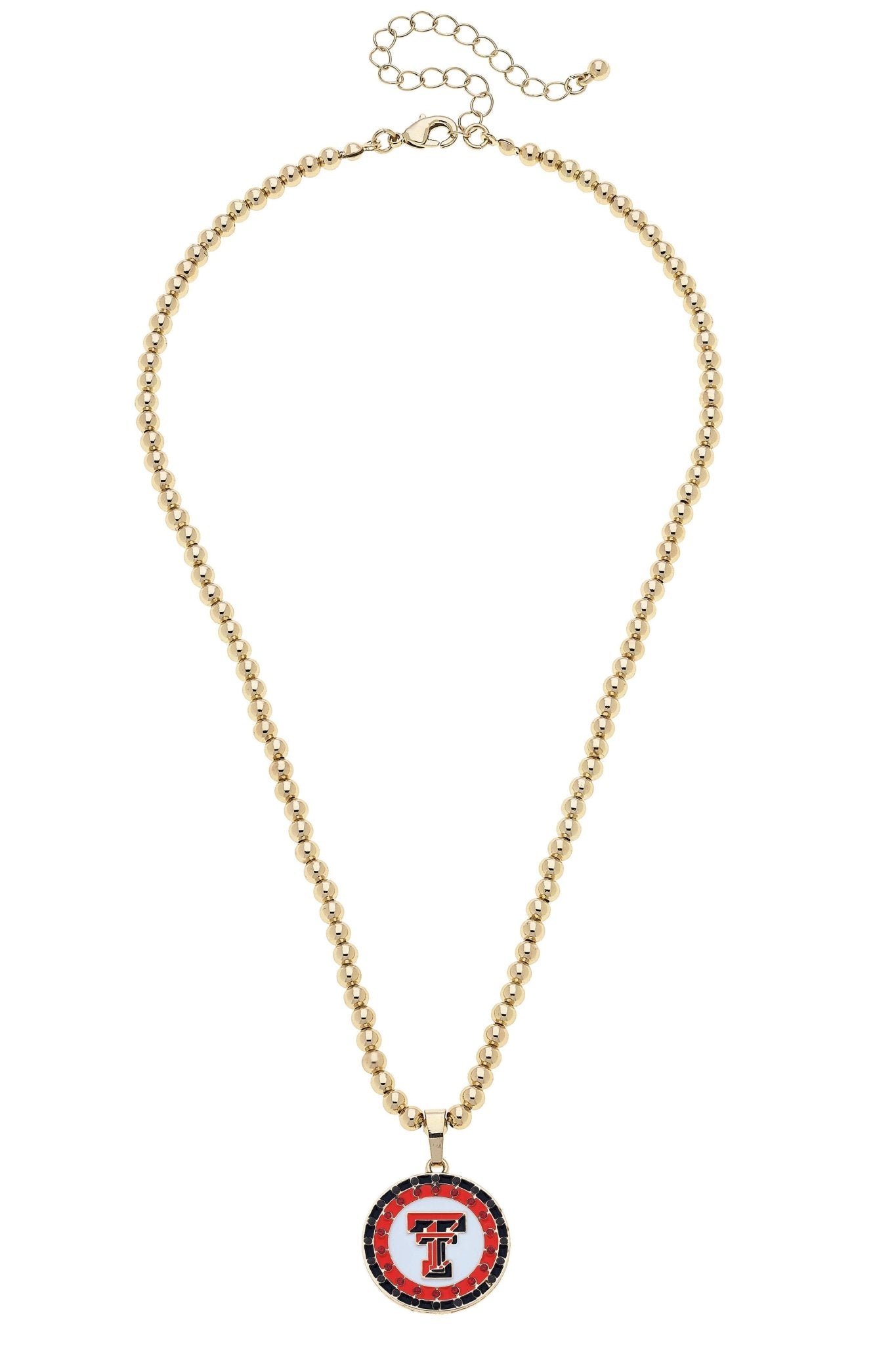 Texas Tech Red Raiders Pave Disc Necklace in Shiny Gold - Deadwood South Boutique & Company LLC