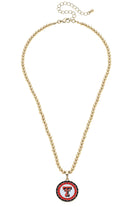 Texas Tech Red Raiders Pave Disc Necklace in Shiny Gold - Deadwood South Boutique & Company LLC