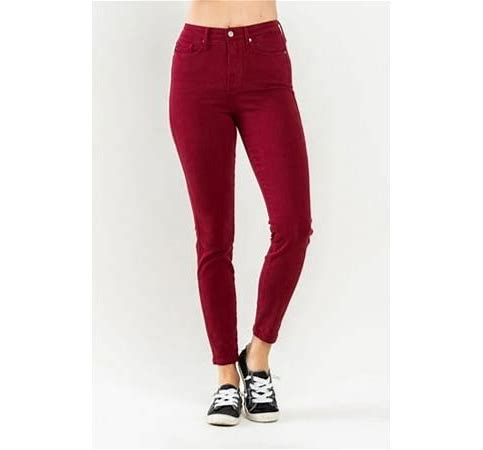 Judy Blue High Rise Wine Tummy Control Skinny Jeans-Jeans-Deadwood South Boutique & Company-Deadwood South Boutique, Women's Fashion Boutique in Henderson, TX