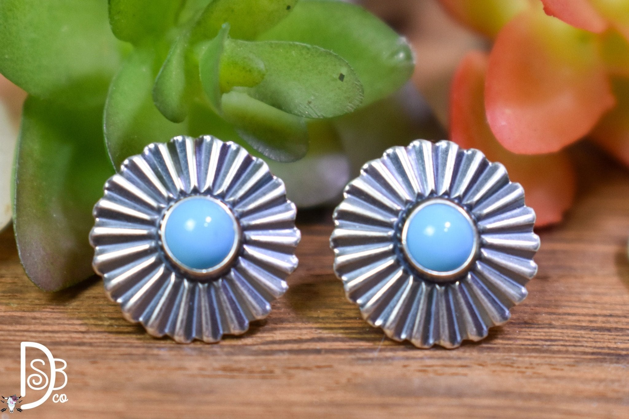 The Astrid Sterling Silver & Turquoise Concho Studs - Deadwood South Boutique & Company LLC