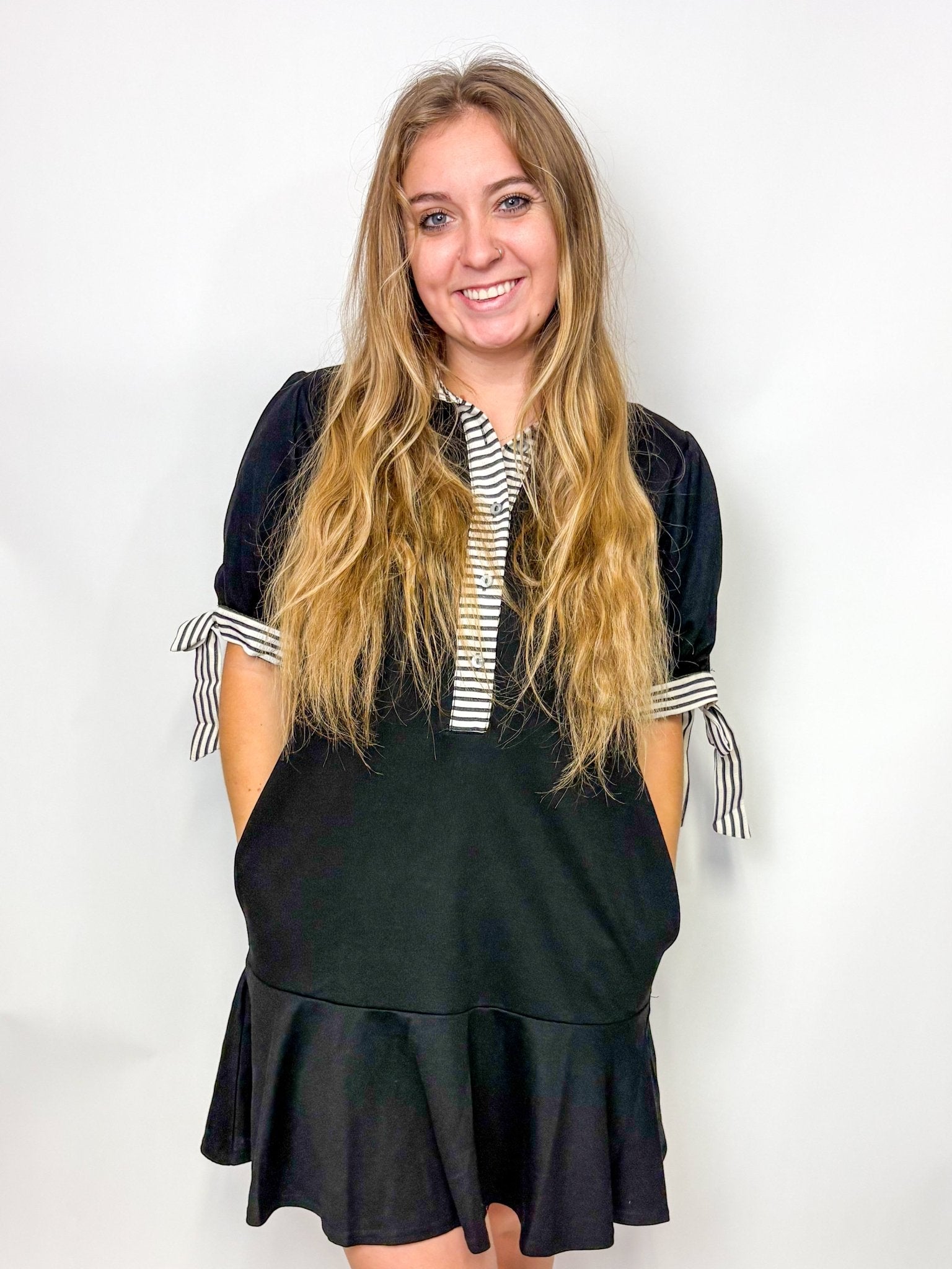 The Bow Sleeve Knit Mini Dress - Deadwood South Boutique & Company LLC