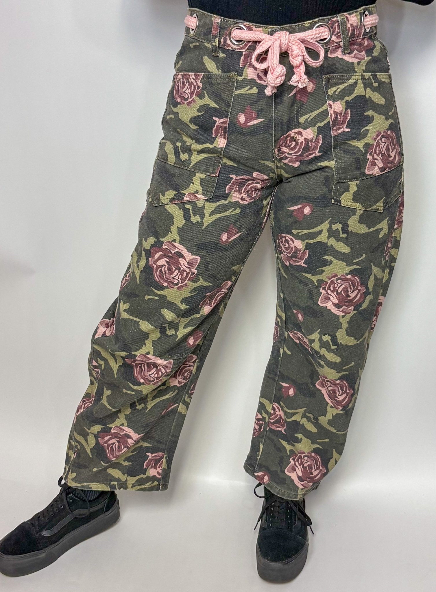 The Camo & Rose Barrel Jean w/ Belt - Deadwood South Boutique & Company LLC