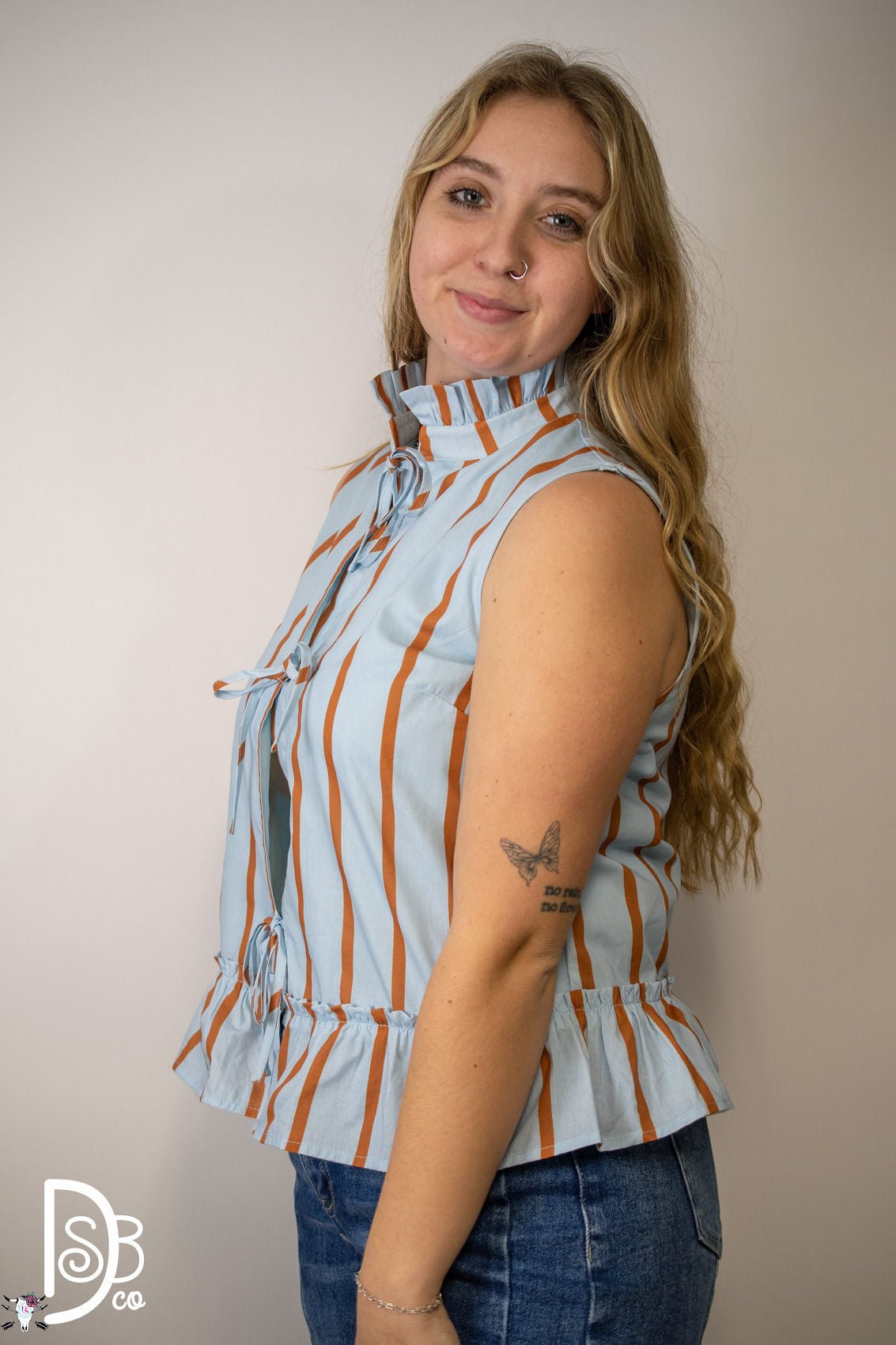 The Eloise Striped Tie Front Top - Deadwood South Boutique & Company LLC