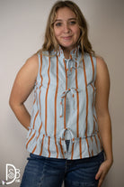 The Eloise Striped Tie Front Top - Deadwood South Boutique & Company LLC