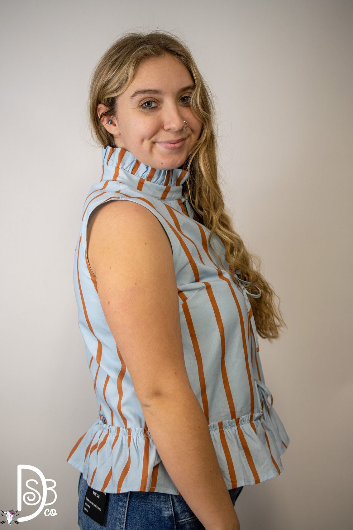 The Eloise Striped Tie Front Top - Deadwood South Boutique & Company LLC