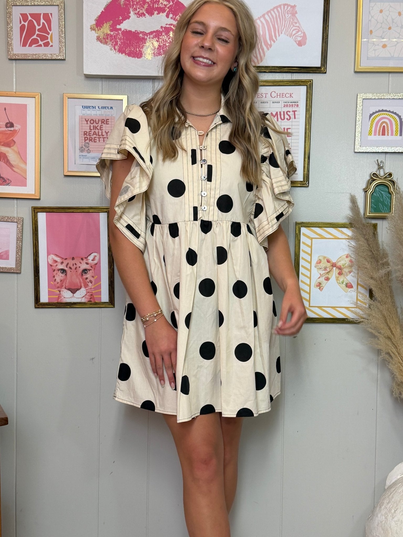 The Gabriela Ruffle Sleeve Mini Dress - Deadwood South Boutique & Company LLC
