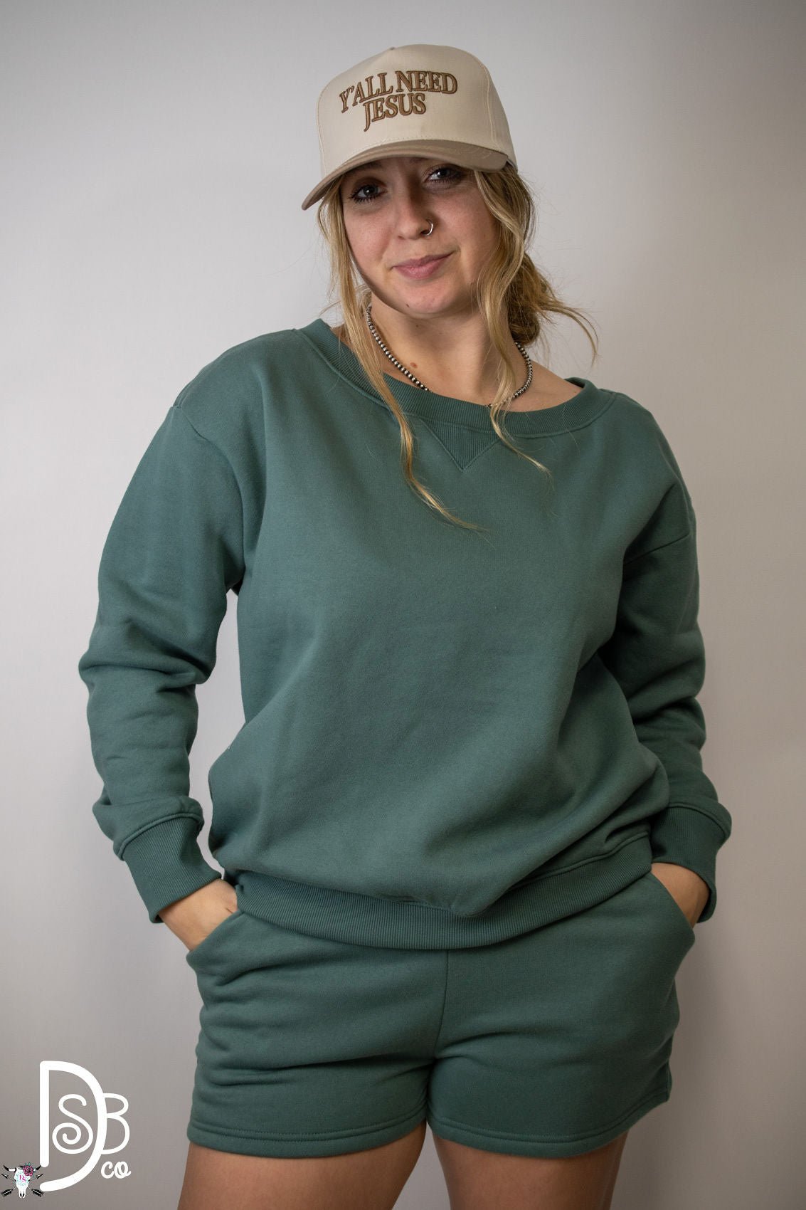 The Hannah Crew Neck & Short Set - Deadwood South Boutique & Company LLC