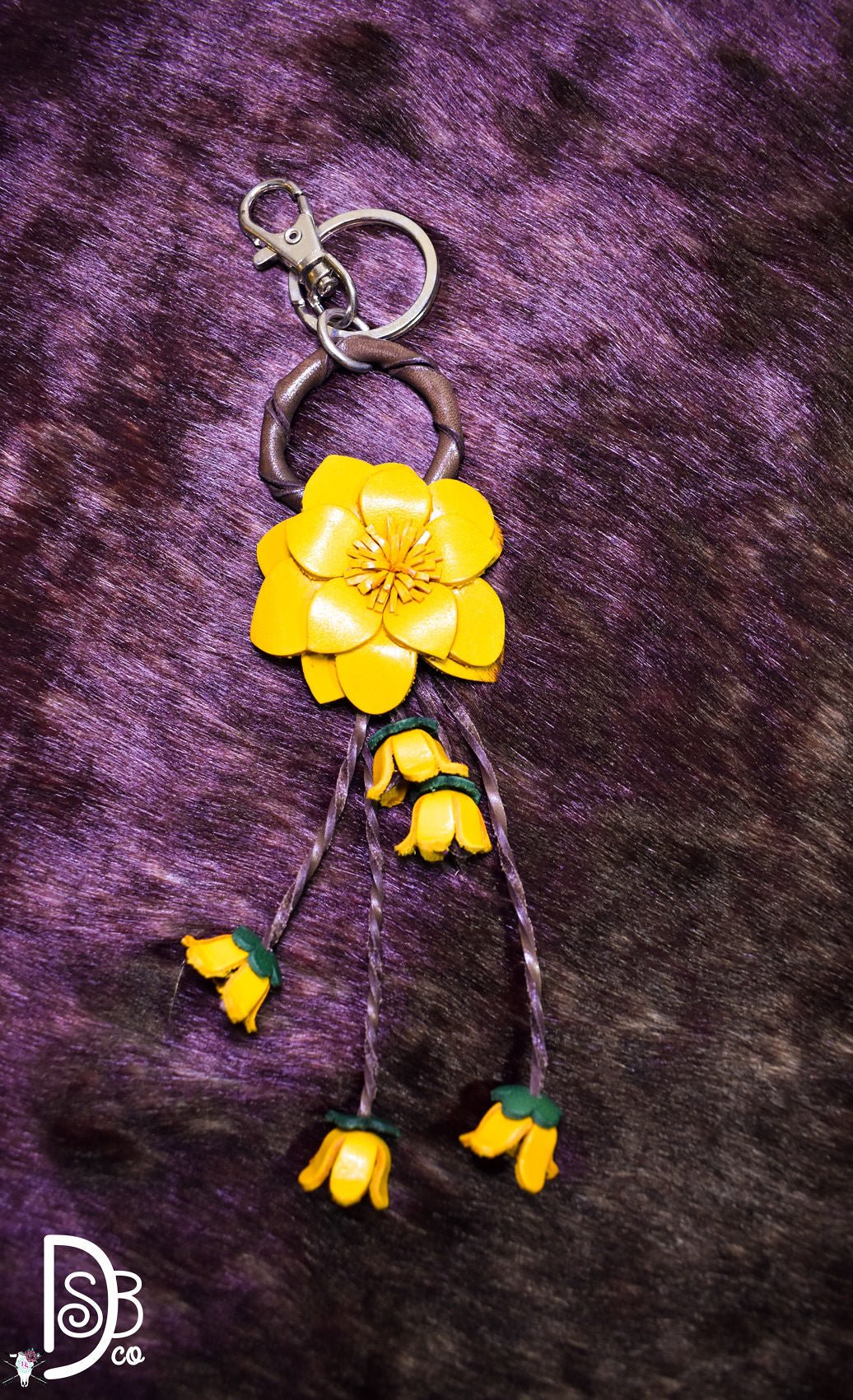 The Leather Flower Key Chain/ Bag Charm - Deadwood South Boutique & Company LLC