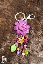The Leather Flower Key Chain/ Bag Charm - Deadwood South Boutique & Company LLC
