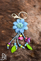 The Leather Flower Key Chain/ Bag Charm - Deadwood South Boutique & Company LLC