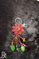 The Leather Flower Key Chain/ Bag Charm - Deadwood South Boutique & Company LLC