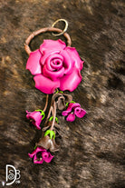 The Leather Flower Key Chain/ Bag Charm - Deadwood South Boutique & Company LLC