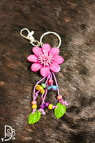 The Leather Flower Key Chain/ Bag Charm - Deadwood South Boutique & Company LLC