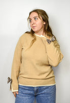 The Madelyne Sweater w/ Leopard Bow Detail - Deadwood South Boutique & Company LLC