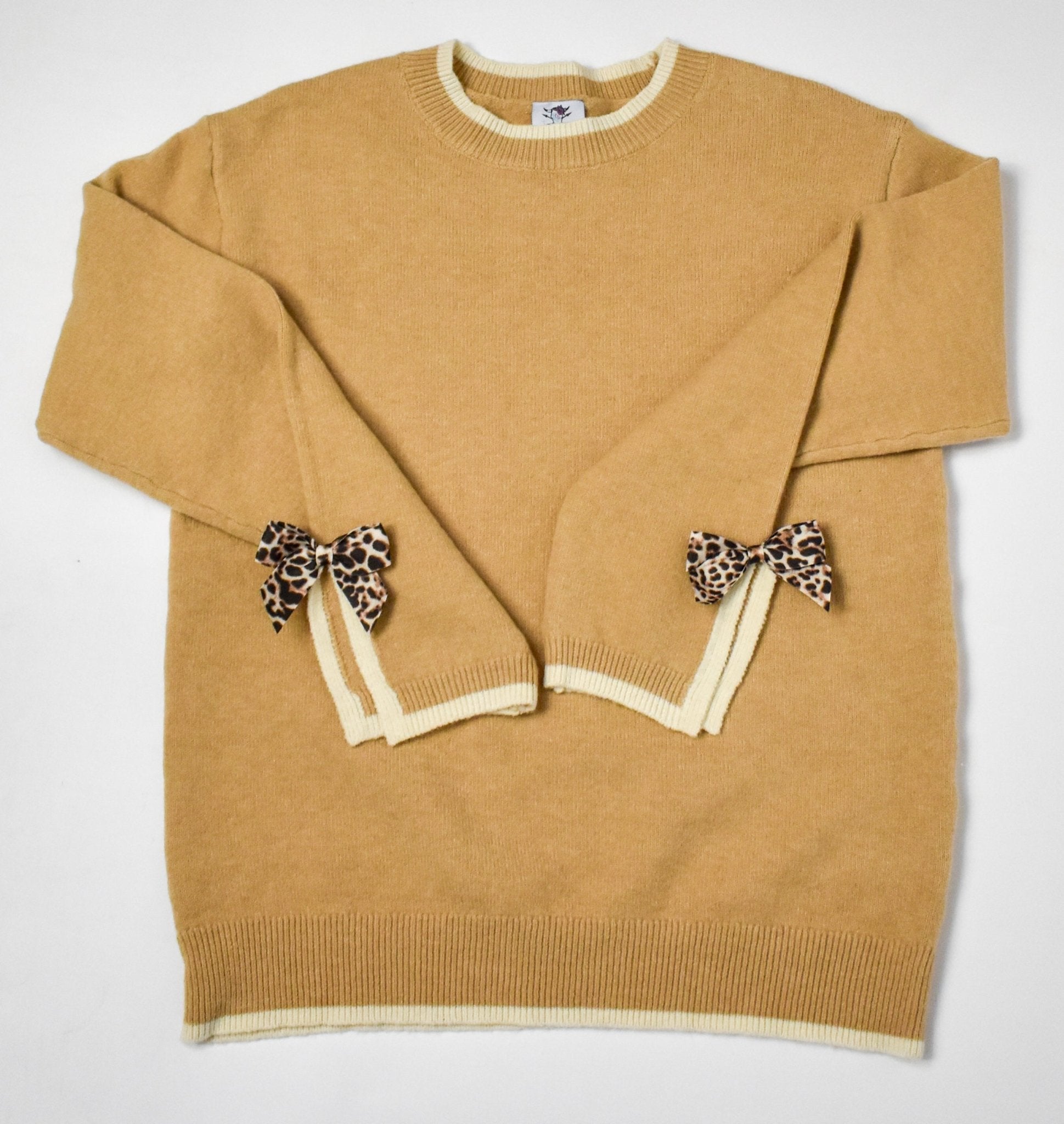 The Madelyne Sweater w/ Leopard Bow Detail - Deadwood South Boutique & Company LLC
