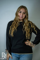 The Madelyne Sweater w/ Leopard Bow Detail - Deadwood South Boutique & Company LLC