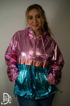 The Metallic Color Block Hooded Windbreaker - Deadwood South Boutique & Company LLC