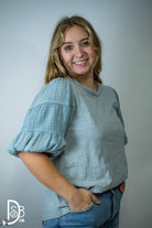 The Mineral Wash Puff Sleeve Top - Deadwood South Boutique & Company LLC