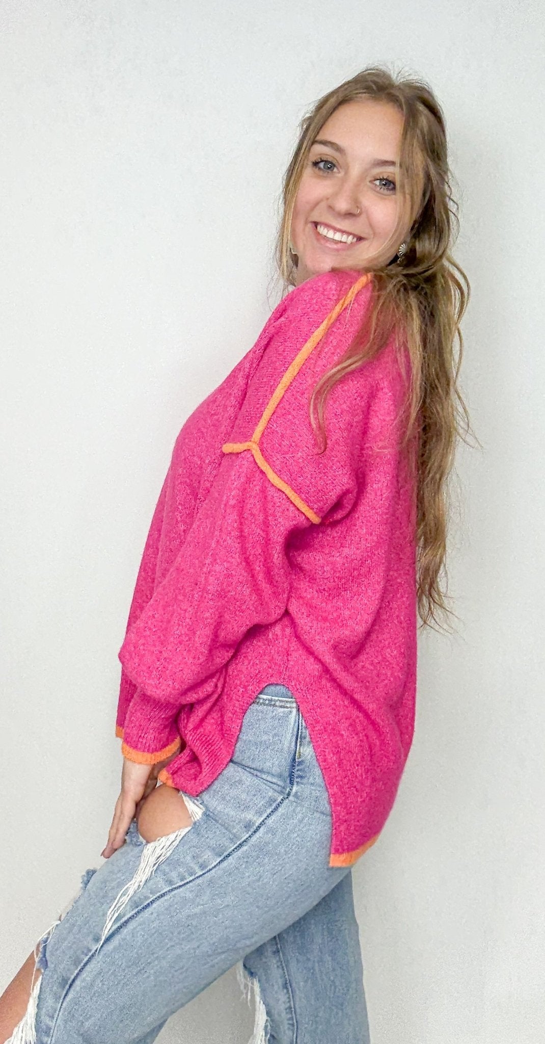 The Oversized Contrast Sweater - Deadwood South Boutique & Company LLC