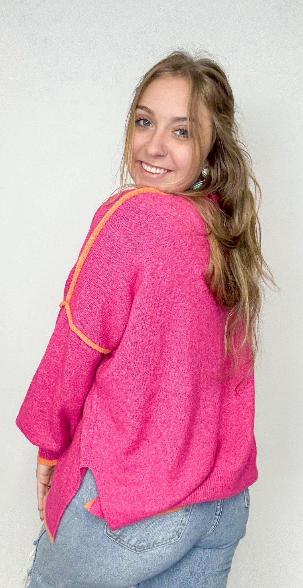 The Oversized Contrast Sweater - Deadwood South Boutique & Company LLC