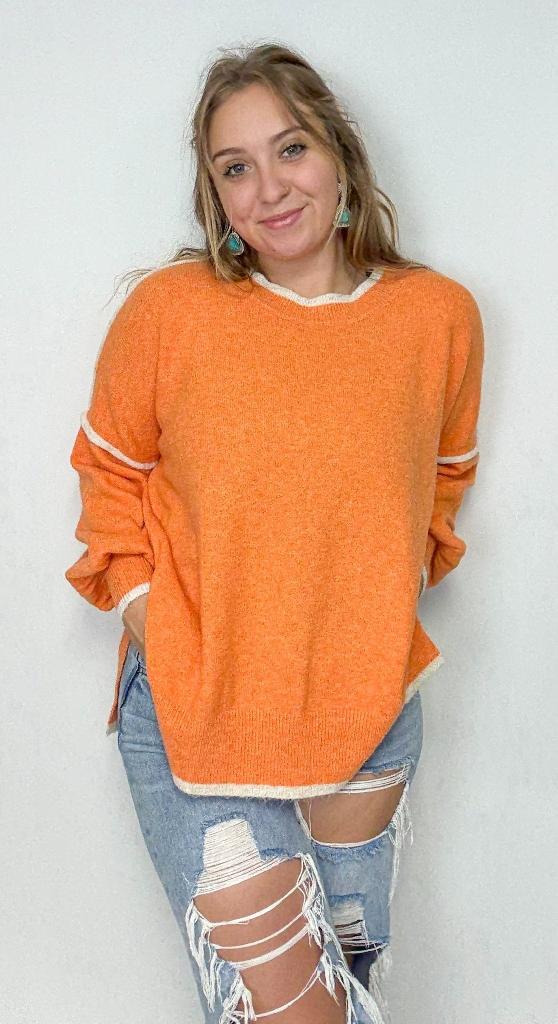 The Oversized Contrast Sweater - Deadwood South Boutique & Company LLC