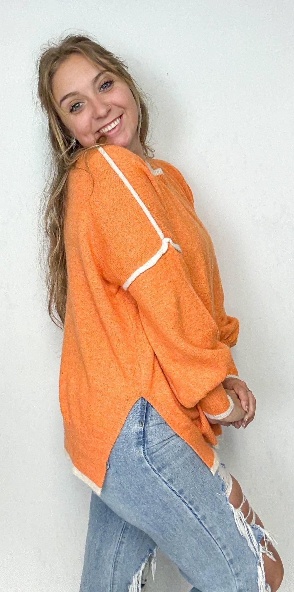The Oversized Contrast Sweater - Deadwood South Boutique & Company LLC