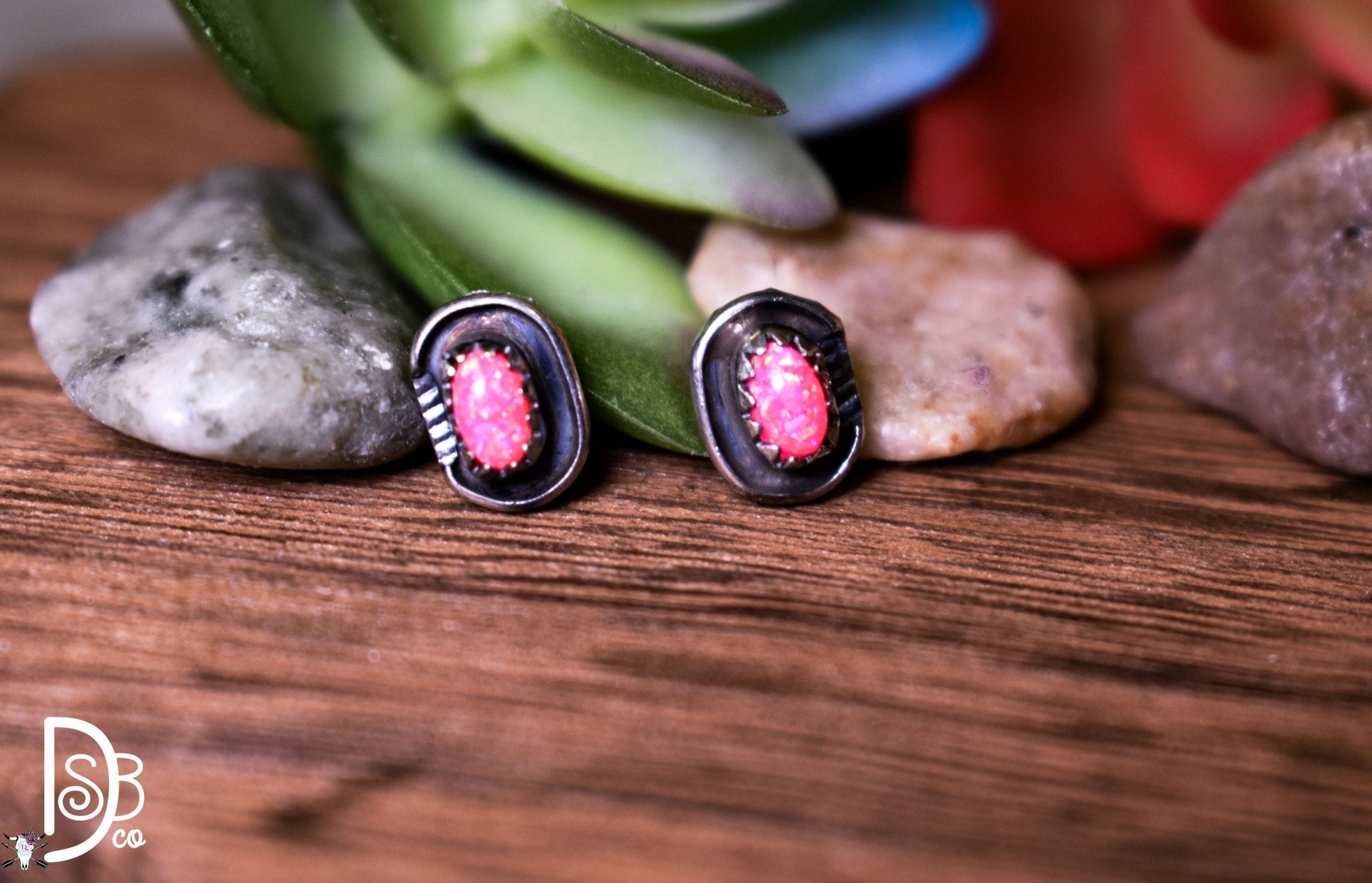 The Pamela Authentic Sterling & Pink Fire Opal Studs - Deadwood South Boutique & Company LLC