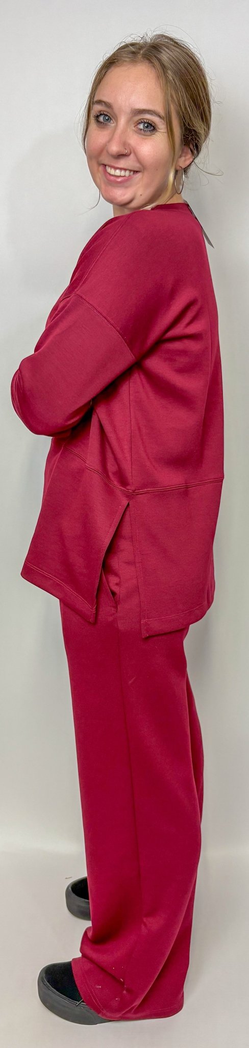 The Scuba Side Slit Top & Pant Set - Deadwood South Boutique & Company LLC