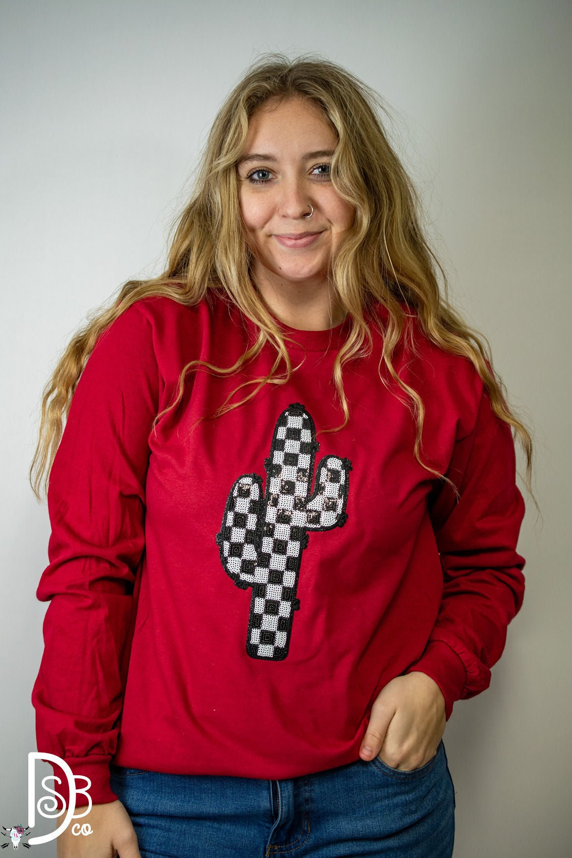 The Sequin Cactus Patch Long Sleeve - Deadwood South Boutique & Company LLC
