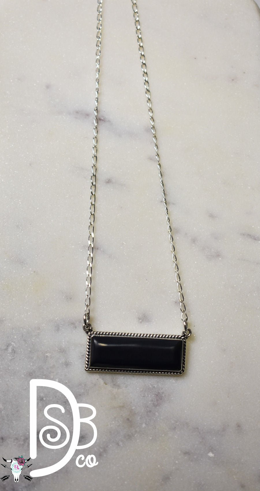 The Sterling Silver & Black Onyx Bar Necklace - Deadwood South Boutique & Company LLC