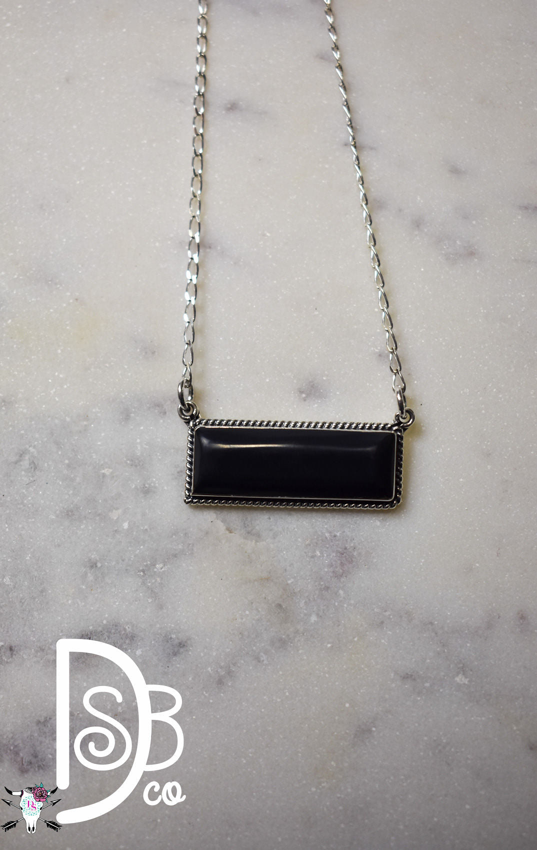 The Sterling Silver & Black Onyx Bar Necklace - Deadwood South Boutique & Company LLC