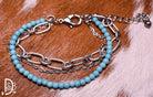The Turquoise & Chain Adjustable Fashion Bracelet - Deadwood South Boutique & Company LLC