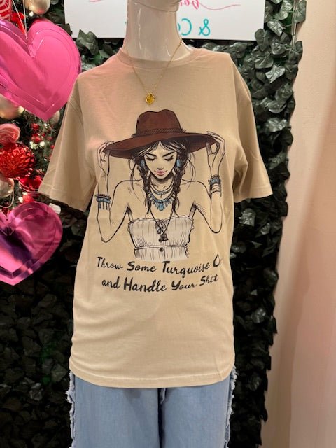 Throw On Some Turquoise Graphic Tee - Deadwood South Boutique & Company LLC